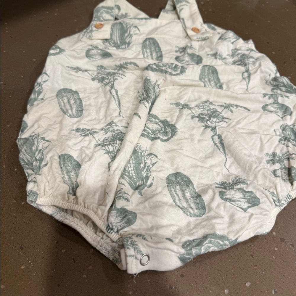 Kate Quinn Green and White Nature Print Baby Romper